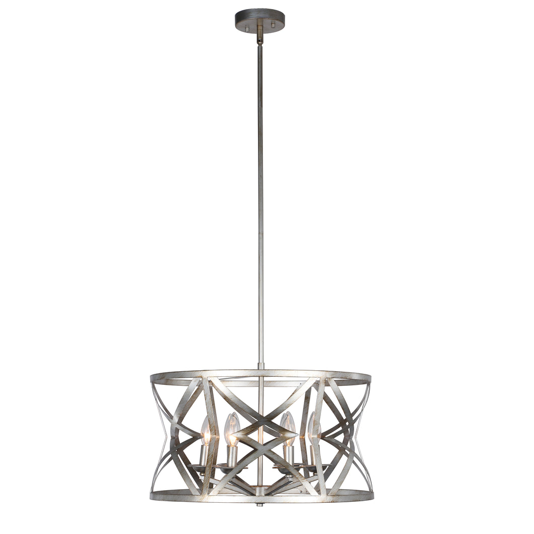 RADIANCE goods Farmhouse 5 Light Distressed Antique Silver Finish Ceiling Pendant 21