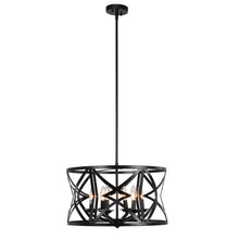 Load image into Gallery viewer, RADIANCE goods Farmhouse 5 Light Matt Black Finish Ceiling Pendant 21&quot; Wide
