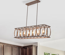 Load image into Gallery viewer, RADIANCE goods Farmhouse 6 Light Antique Wood Finish Ceiling Pendant 48&quot; Wide
