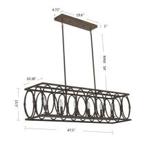 Load image into Gallery viewer, RADIANCE goods Farmhouse 6 Light Antique Wood Finish Ceiling Pendant 48&quot; Wide
