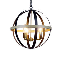 Load image into Gallery viewer, RADIANCE goods Farmhouse-Style Black/Bronze/Wood 3 Light Pendant 20&quot; Wide
