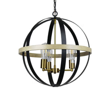 Load image into Gallery viewer, RADIANCE goods Farmhouse-Style Black/Bronze/Wood 3 Light Pendant 20&quot; Wide
