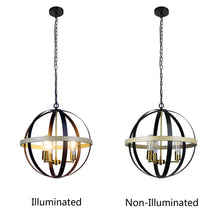 Load image into Gallery viewer, RADIANCE goods Farmhouse-Style Black/Bronze/Wood 3 Light Pendant 20&quot; Wide
