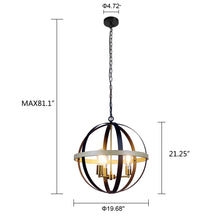 Load image into Gallery viewer, RADIANCE goods Farmhouse-Style Black/Bronze/Wood 3 Light Pendant 20&quot; Wide
