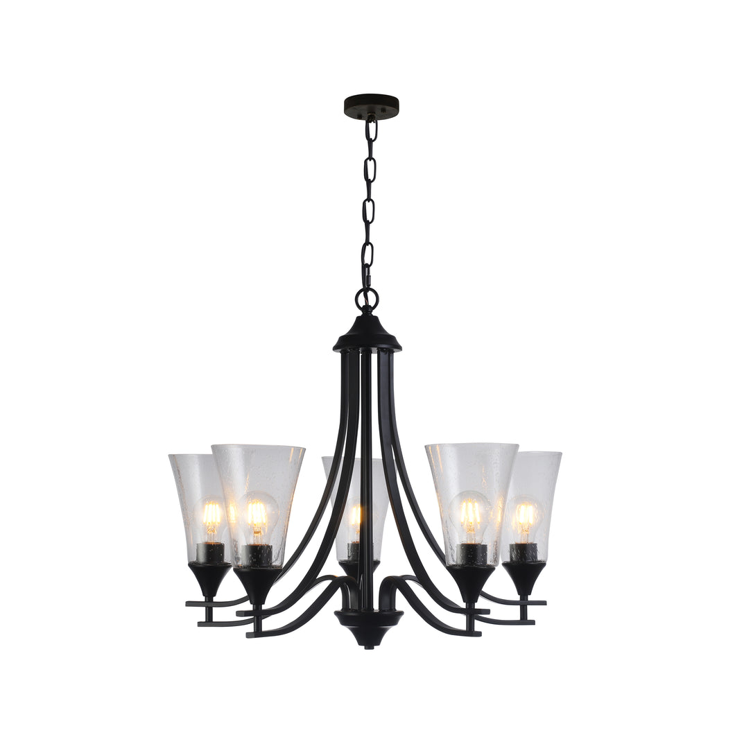 RADIANCE goods Contemporary 5 Light Matt Black Hanging Chandelier 27