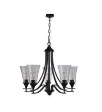 Load image into Gallery viewer, RADIANCE goods Contemporary 5 Light Matt Black Hanging Chandelier 27&quot; Wide
