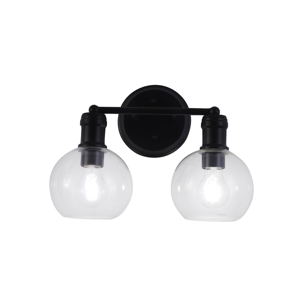 Transitional 2 Light Matt Black Vanity Bath Light 14