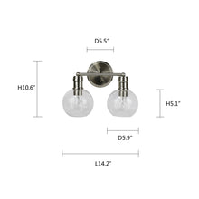 Load image into Gallery viewer, RADIANCE goods Transitional Brushed Nickel 2 Light Vanity Bath Light  14&quot; Wide
