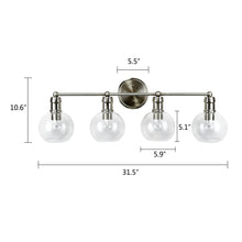 Load image into Gallery viewer, RADIANCE goods Transitional Brushed Nickel 4 Light Vanity Bath Light  30&quot; Wide
