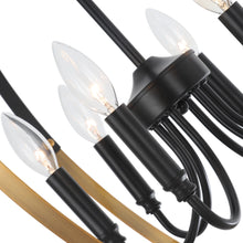 Load image into Gallery viewer, RADIANCE goods Transitional 6 Light Matt Black/Antique Brass Finish Hanging Ceiling Pendant 20&quot; Wide
