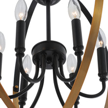 Load image into Gallery viewer, RADIANCE goods Transitional 6 Light Matt Black/Antique Brass Finish Hanging Ceiling Pendant 20&quot; Wide
