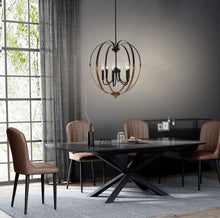 Load image into Gallery viewer, RADIANCE goods Transitional 6 Light Matt Black/Antique Brass Finish Hanging Ceiling Pendant 20&quot; Wide
