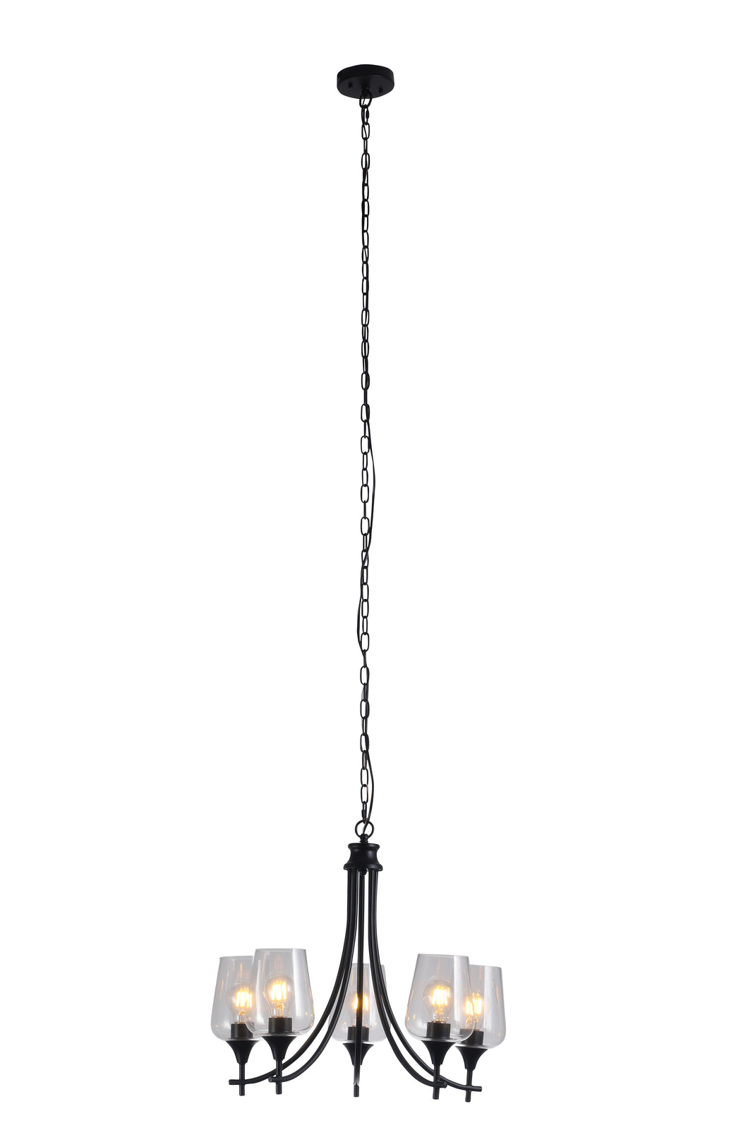 RADIANCE goods Transitional 5 Light Matt Black Up-Hanging Chandelier 21