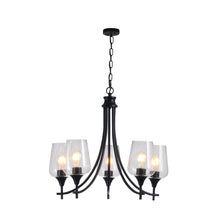 Load image into Gallery viewer, RADIANCE goods Transitional 5 Light Matt Black Up-Hanging Chandelier 21&quot; Wide
