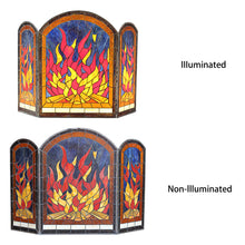 Load image into Gallery viewer, RADIANCE goods Fire 3pcs Arched Folding Stained Glass Fireplace Screen 42&quot; Wide
