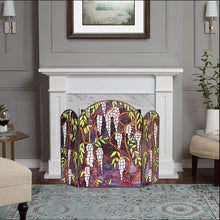 Load image into Gallery viewer, RADIANCE goods Tiffany-Style Stained Glass Grape Design Fireplace Screen 42&quot; Wide
