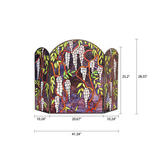 Load image into Gallery viewer, RADIANCE goods Tiffany-Style Stained Glass Grape Design Fireplace Screen 42&quot; Wide
