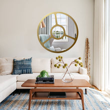 Load image into Gallery viewer, RADIANCE goods Contemporary-Style Round Golden Finish Wall Mirror 30&quot; Tall
