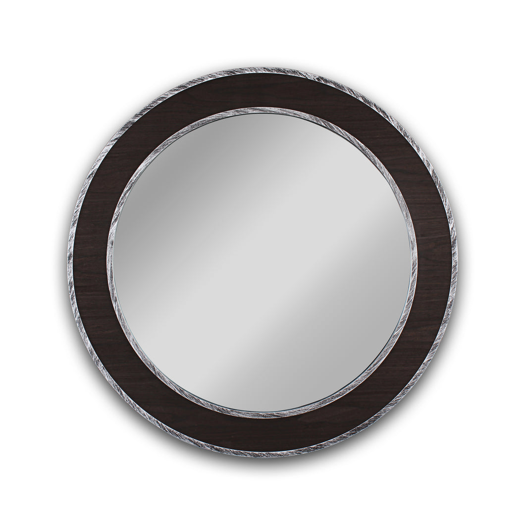 RADIANCE goods Vertical Dark Brown-Wood Finish Circle Framed Wall Mirror 30