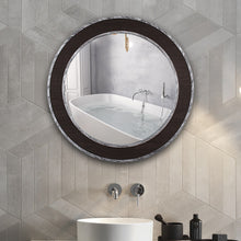 Load image into Gallery viewer, RADIANCE goods Vertical Dark Brown-Wood Finish Circle Framed Wall Mirror 30&quot;
