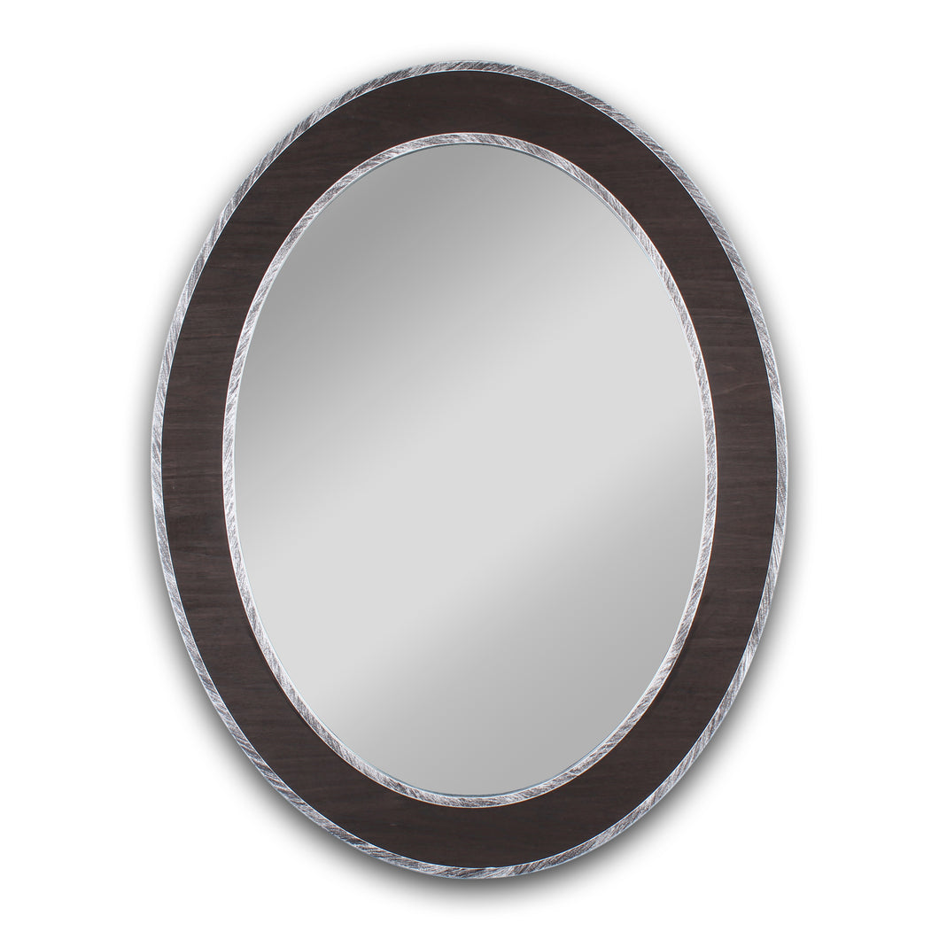 RADIANCE goods Vertical Black-Wood Finish Oval Framed Wall Mirror 35