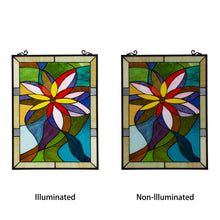 Load image into Gallery viewer, RADIANCE goods Floral Stained Glass Window Panel 25&quot;x18.11&quot;
