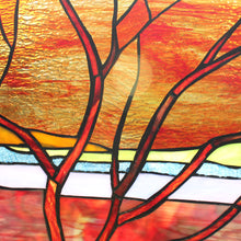 Load image into Gallery viewer, RADIANCE goods Landscape Stained Glass Window Panel 24.21&quot;x17.52&quot;
