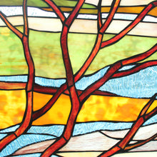 Load image into Gallery viewer, RADIANCE goods Landscape Stained Glass Window Panel 24.21&quot;x17.52&quot;
