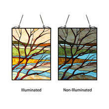 Load image into Gallery viewer, RADIANCE goods Landscape Stained Glass Window Panel 24.21&quot;x17.52&quot;
