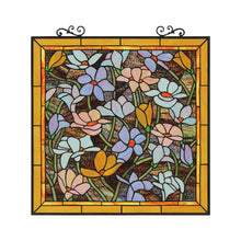 Load image into Gallery viewer, RADIANCE goods Floral Design Tiffany Stained Glass Verical Hanging Window Panel 25&quot; Tall
