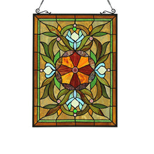 Load image into Gallery viewer, RADIANCE goods Victorian Stained Glass Window Panel 24.61&quot;x17.72&quot;
