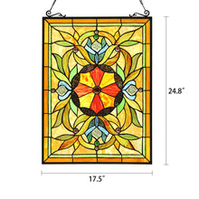 Load image into Gallery viewer, RADIANCE goods Victorian Stained Glass Window Panel 24.61&quot;x17.72&quot;
