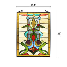 Load image into Gallery viewer, RADIANCE goods Floral Stained Glass Window Panel 25&quot;x18.11&quot;
