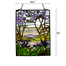 Load image into Gallery viewer, RADIANCE goods Floral Stained Glass Window Panel 25&quot;x18.11&quot;
