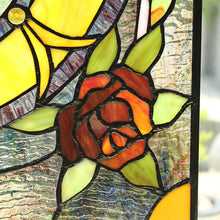 Load image into Gallery viewer, RADIANCE goods Floral Stained Glass Window Panel 24.8&quot;x18.11&quot;
