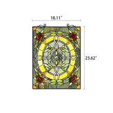 Load image into Gallery viewer, RADIANCE goods Floral Stained Glass Window Panel 24.8&quot;x18.11&quot;
