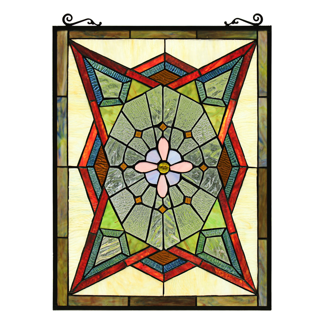 RADIANCE goods Geometric Stained Glass Window Panel 25