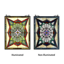 Load image into Gallery viewer, RADIANCE goods Geometric Stained Glass Window Panel 25&quot;x17.72&quot;
