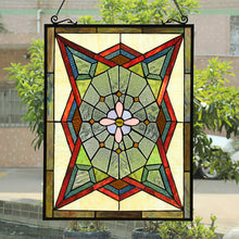 Load image into Gallery viewer, RADIANCE goods Geometric Stained Glass Window Panel 25&quot;x17.72&quot;
