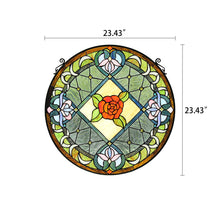 Load image into Gallery viewer, RADIANCE goods Floral Stained Glass Window Panel 25&quot;x25&quot;
