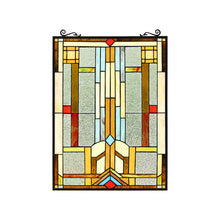 Load image into Gallery viewer, RADIANCE goods Geometric Stained Glass Window Panel 25&quot;x17.72&quot;
