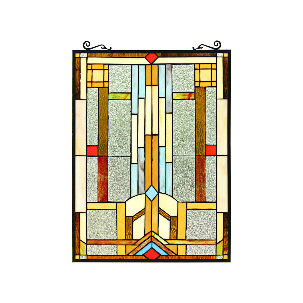 RADIANCE goods Geometric Stained Glass Window Panel 25
