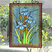Load image into Gallery viewer, RADIANCE goods Floral Tiffany-Style Stained Glass Verical Hanging Window Panel 25&quot; Tall
