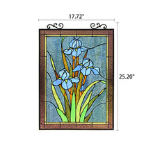 Load image into Gallery viewer, RADIANCE goods Floral Tiffany-Style Stained Glass Verical Hanging Window Panel 25&quot; Tall
