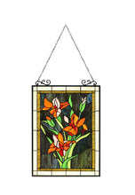 Load image into Gallery viewer, RADIANCE goods Floral Tiffany-Style Stained Glass Verical Hanging Window Panel 24&quot; Tall
