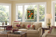 Load image into Gallery viewer, RADIANCE goods Floral Tiffany-Style Stained Glass Verical Hanging Window Panel 24&quot; Tall
