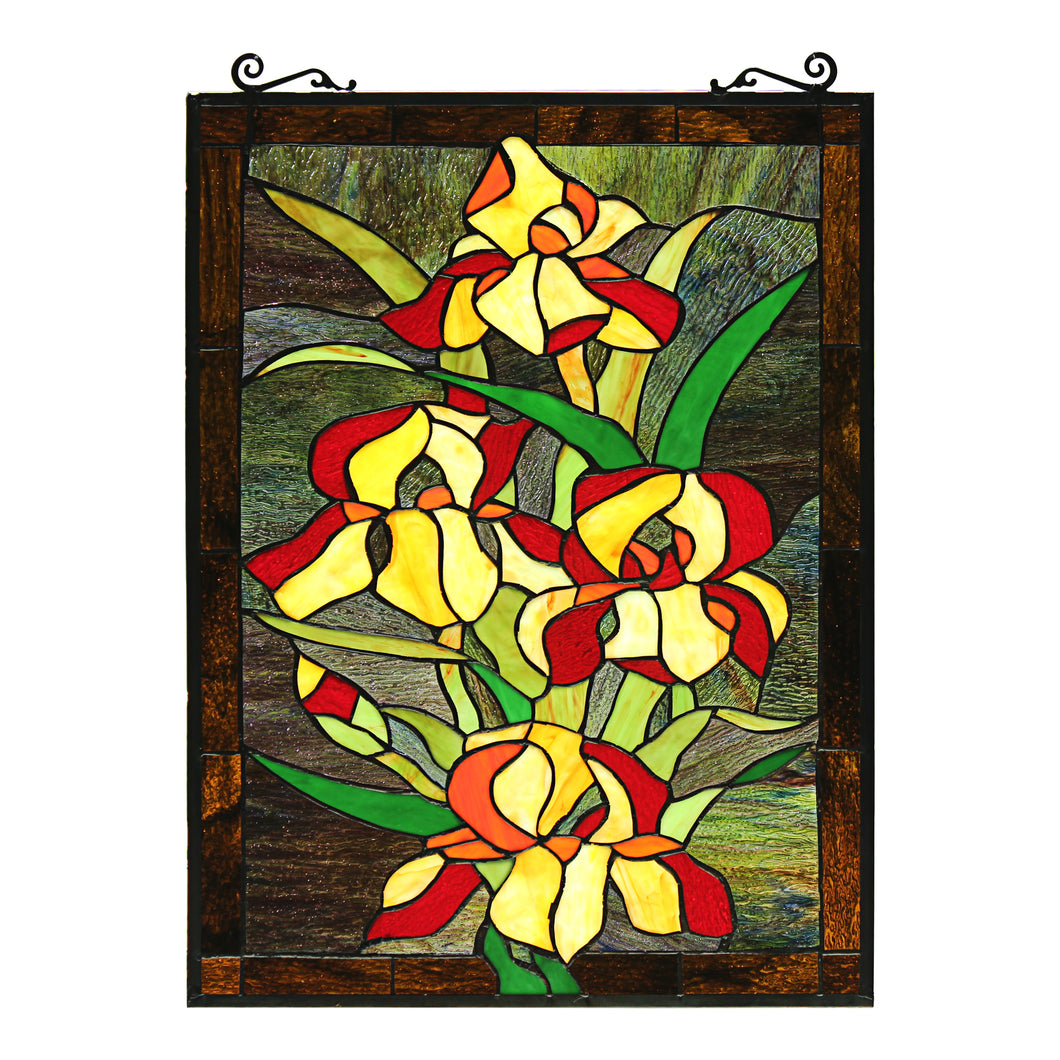 RADIANCE goods Floral Stained Glass Window Panel 24.8