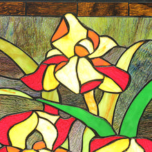 Load image into Gallery viewer, RADIANCE goods Floral Stained Glass Window Panel 24.8&quot;x17.72&quot;
