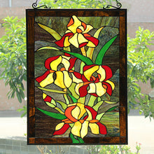 Load image into Gallery viewer, RADIANCE goods Floral Stained Glass Window Panel 24.8&quot;x17.72&quot;
