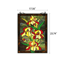 Load image into Gallery viewer, RADIANCE goods Floral Stained Glass Window Panel 24.8&quot;x17.72&quot;
